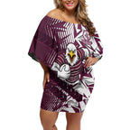 Manly Warringah Sea Eagles Rugby Off Shoulder Short Dress Fierce Mascot Geometric Tribal Art
