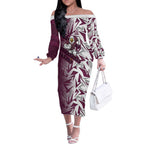 Manly Warringah Sea Eagles Rugby Off The Shoulder Long Sleeve Dress Fierce Mascot Geometric Tribal Art
