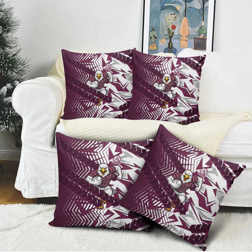 Manly Warringah Sea Eagles Rugby Pillow Cover Fierce Mascot Geometric Tribal Art