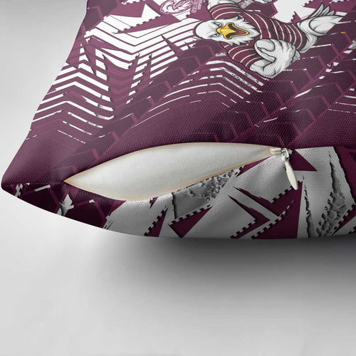 Manly Warringah Sea Eagles Rugby Pillow Cover Fierce Mascot Geometric Tribal Art