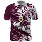 Manly Warringah Sea Eagles Rugby Polo Shirt Fierce Mascot Geometric Tribal Art