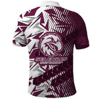 Manly Warringah Sea Eagles Rugby Polo Shirt Fierce Mascot Geometric Tribal Art