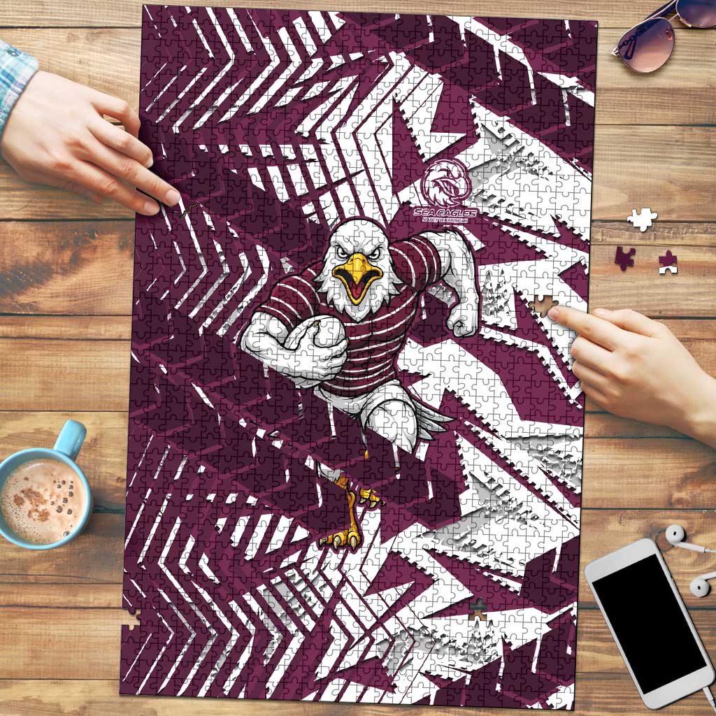 Manly Warringah Sea Eagles Rugby Puzzle Fierce Mascot Geometric Tribal Art