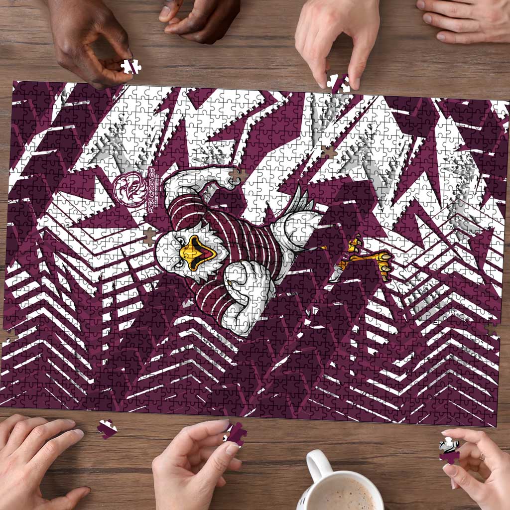 Manly Warringah Sea Eagles Rugby Puzzle Fierce Mascot Geometric Tribal Art