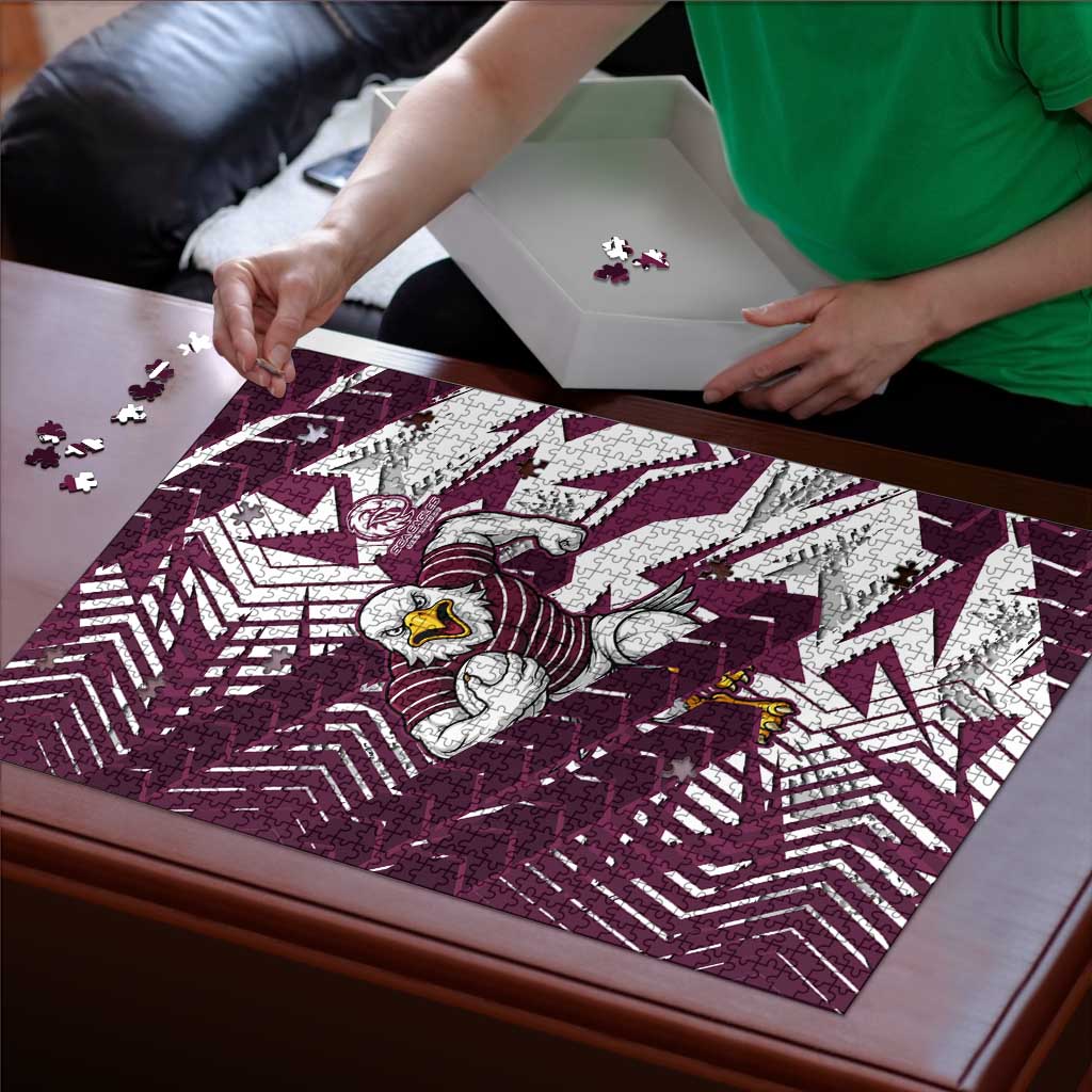 Manly Warringah Sea Eagles Rugby Puzzle Fierce Mascot Geometric Tribal Art