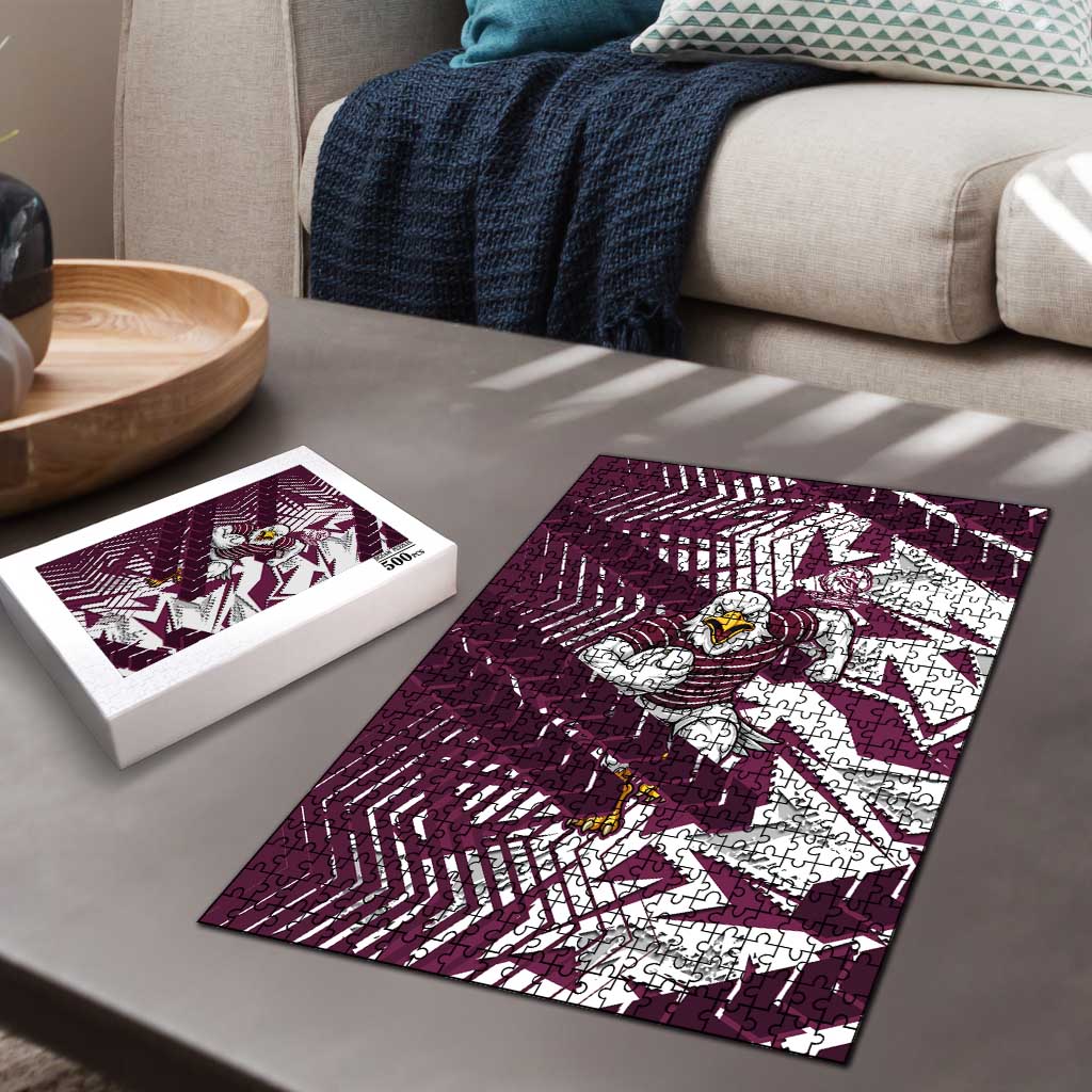 Manly Warringah Sea Eagles Rugby Puzzle Fierce Mascot Geometric Tribal Art