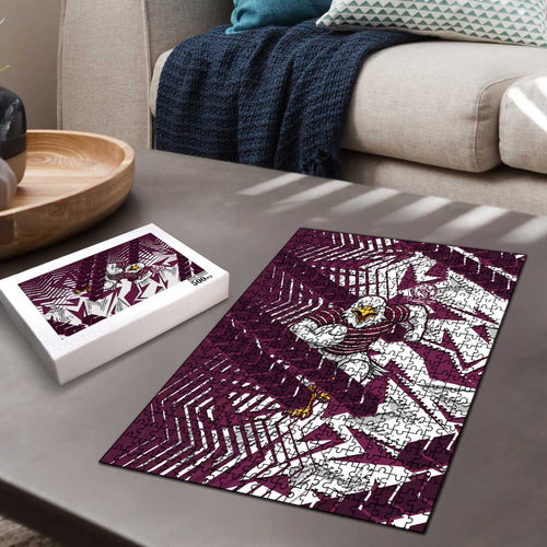 Manly Warringah Sea Eagles Rugby Puzzle Fierce Mascot Geometric Tribal Art