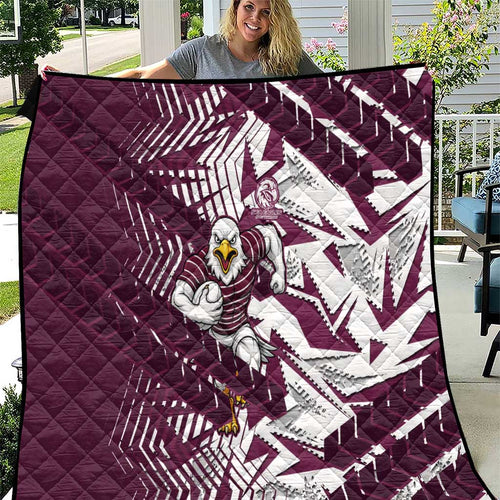 Manly Warringah Sea Eagles Rugby Quilt Fierce Mascot Geometric Tribal Art