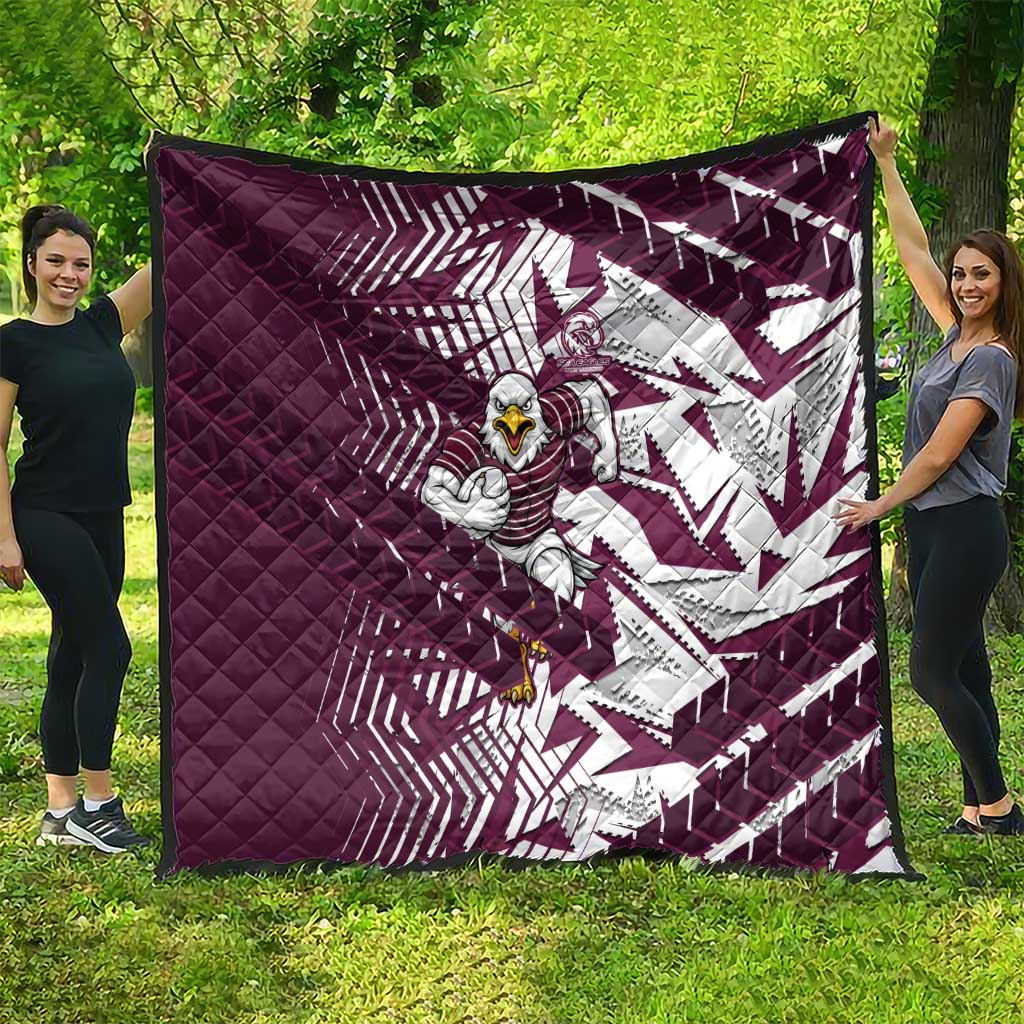 Manly Warringah Sea Eagles Rugby Quilt Fierce Mascot Geometric Tribal Art