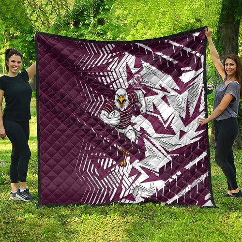 Manly Warringah Sea Eagles Rugby Quilt Fierce Mascot Geometric Tribal Art
