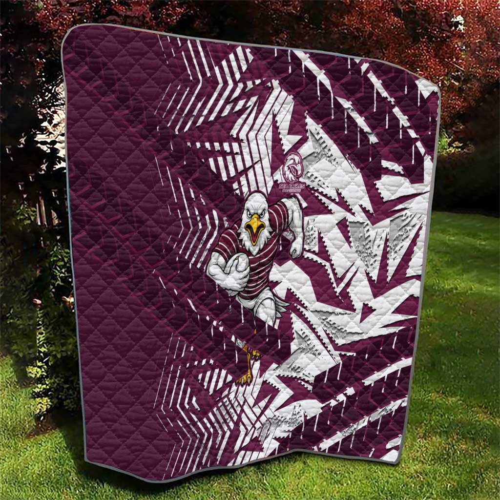 Manly Warringah Sea Eagles Rugby Quilt Fierce Mascot Geometric Tribal Art