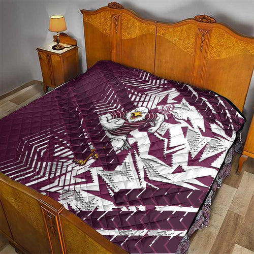 Manly Warringah Sea Eagles Rugby Quilt Fierce Mascot Geometric Tribal Art