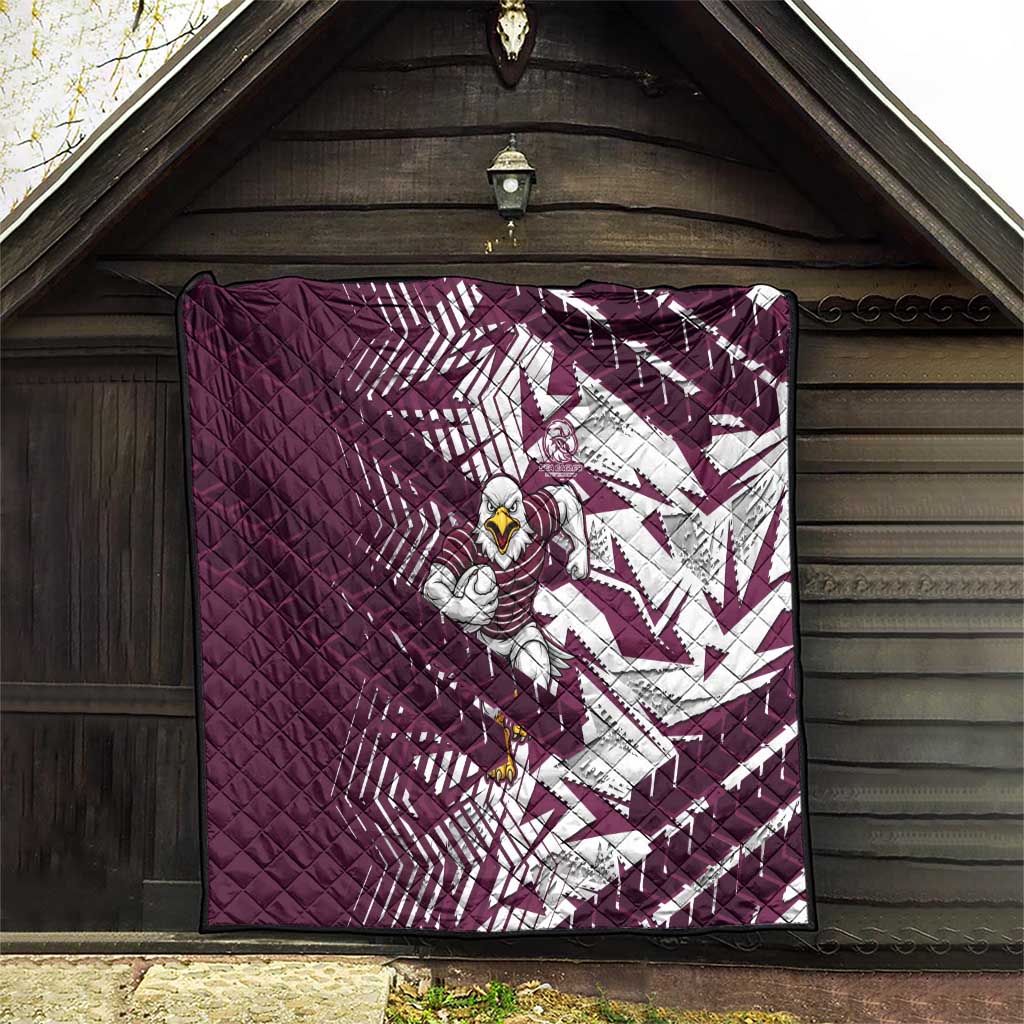 Manly Warringah Sea Eagles Rugby Quilt Fierce Mascot Geometric Tribal Art