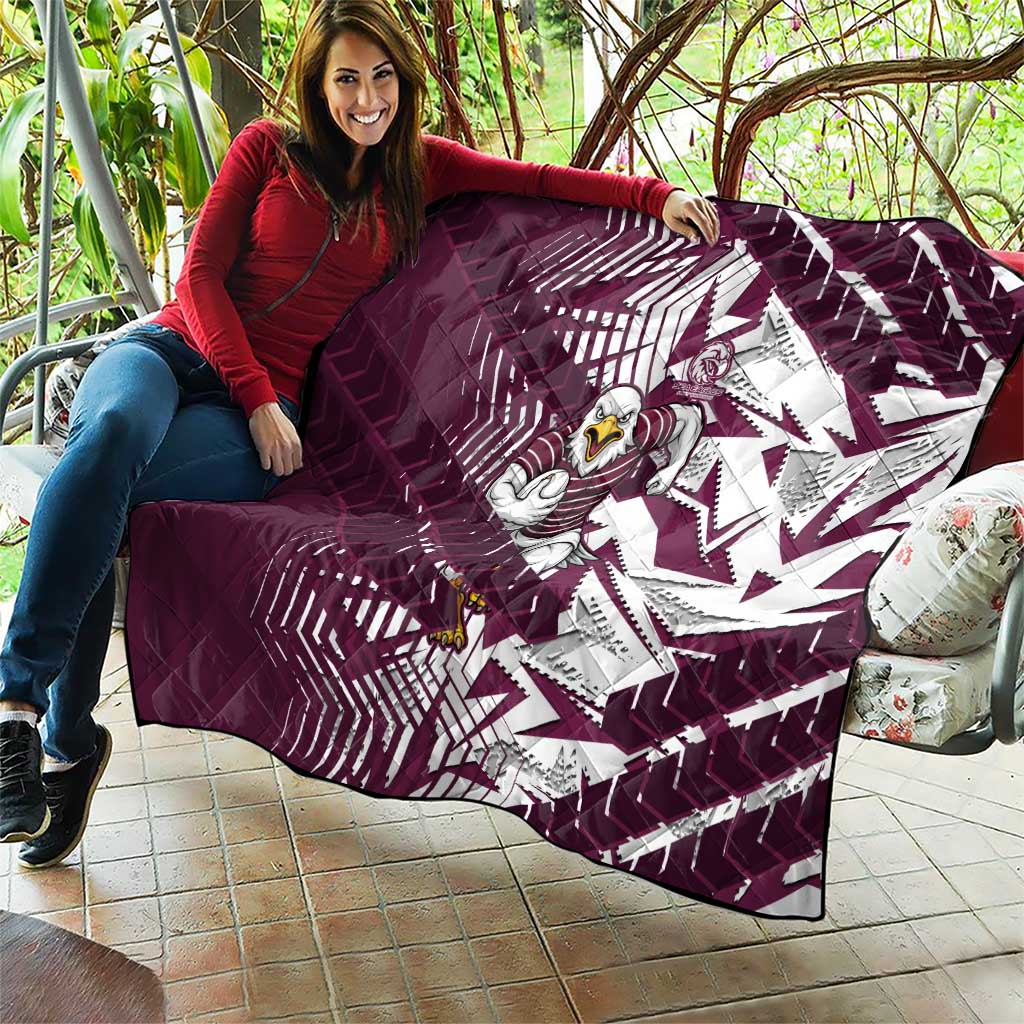 Manly Warringah Sea Eagles Rugby Quilt Fierce Mascot Geometric Tribal Art