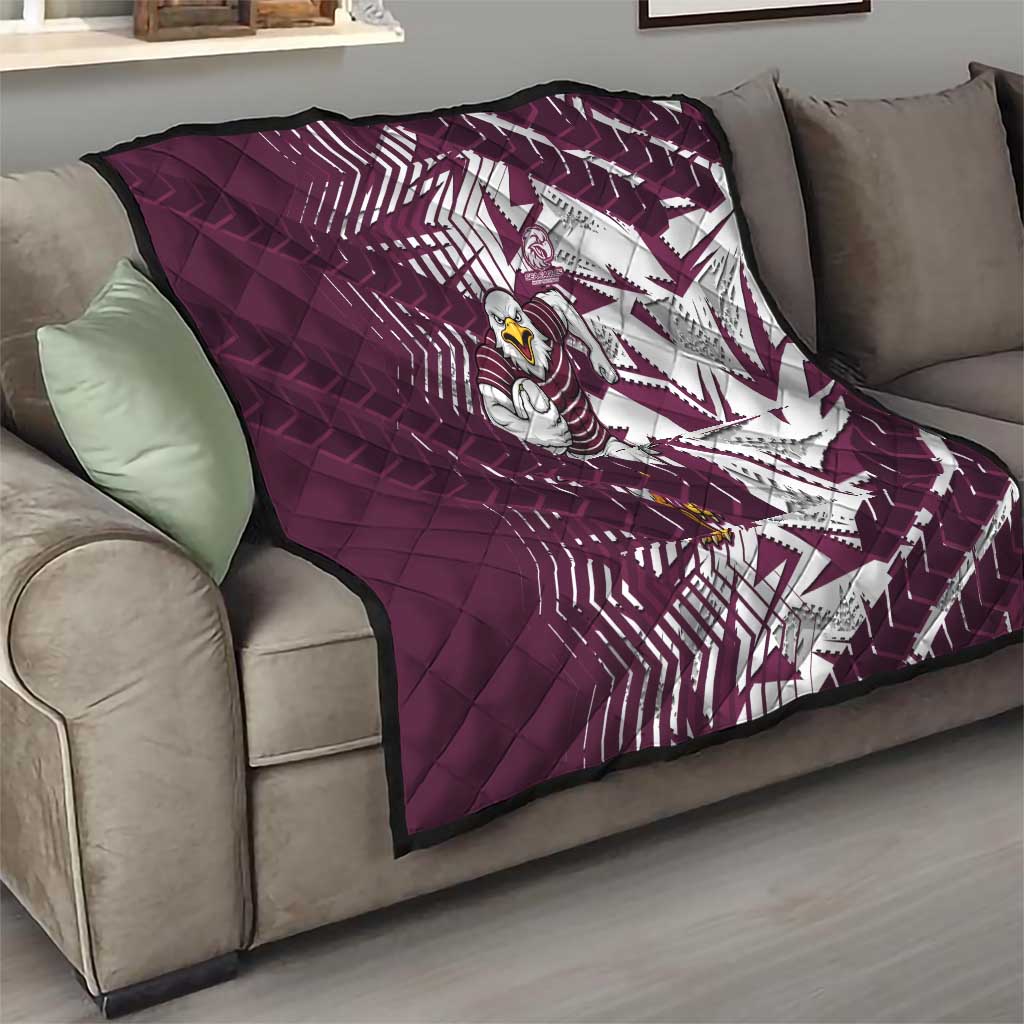 Manly Warringah Sea Eagles Rugby Quilt Fierce Mascot Geometric Tribal Art