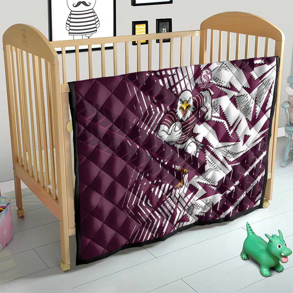 Manly Warringah Sea Eagles Rugby Quilt Fierce Mascot Geometric Tribal Art