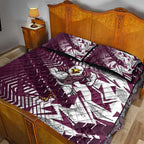 Manly Warringah Sea Eagles Rugby Quilt Bed Set Fierce Mascot Geometric Tribal Art