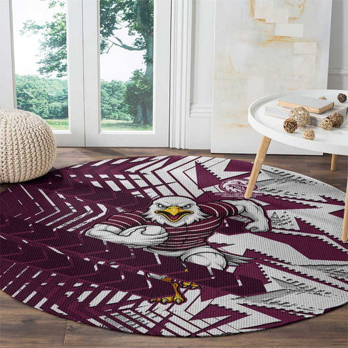 Manly Warringah Sea Eagles Rugby Round Carpet Fierce Mascot Geometric Tribal Art
