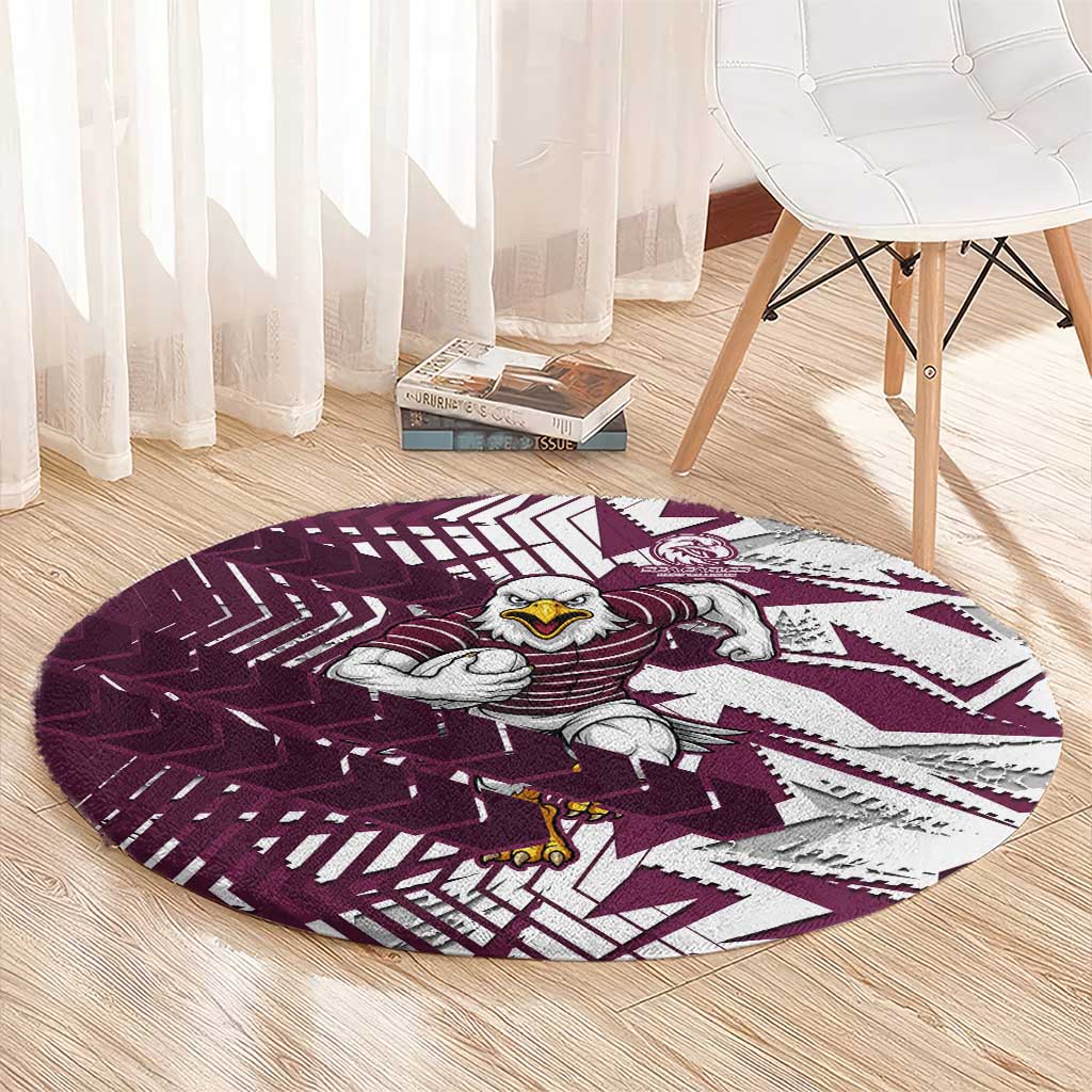 Manly Warringah Sea Eagles Rugby Round Carpet Fierce Mascot Geometric Tribal Art