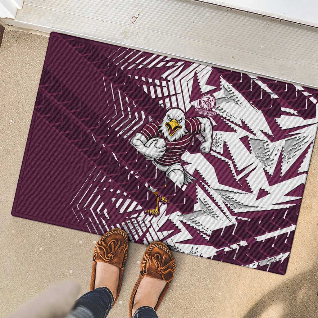 Manly Warringah Sea Eagles Rugby Rubber Doormat Fierce Mascot Geometric Tribal Art