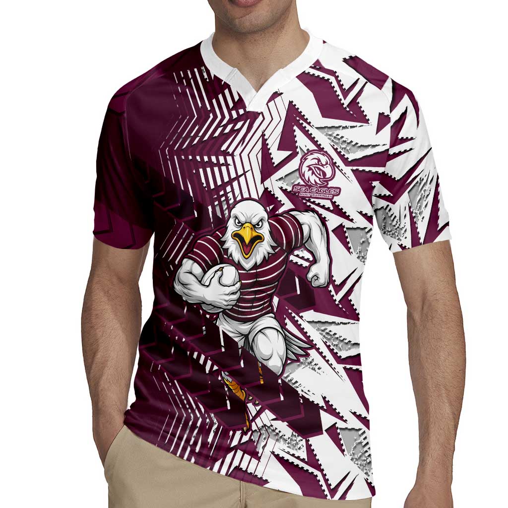 Manly Warringah Sea Eagles Rugby Rugby Jersey Fierce Mascot Geometric Tribal Art