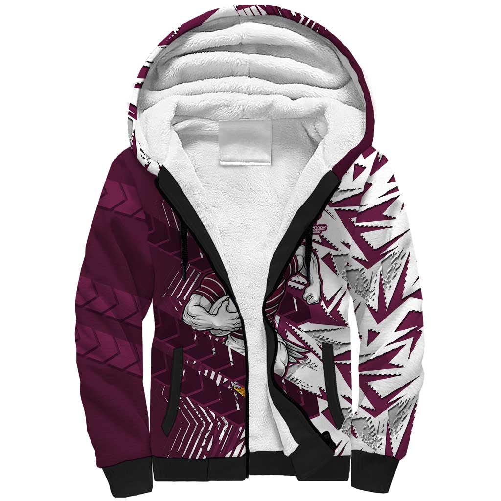 Manly Warringah Sea Eagles Rugby Sherpa Hoodie Fierce Mascot Geometric Tribal Art