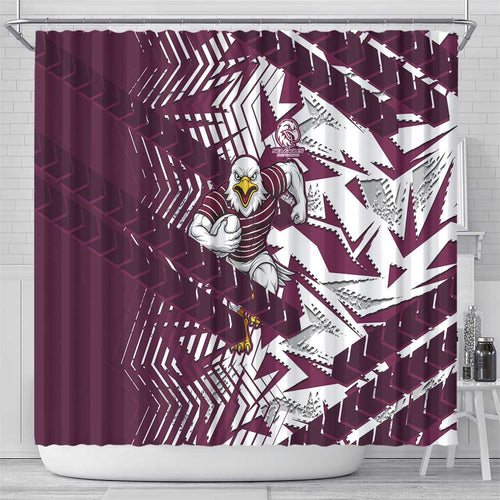 Manly Warringah Sea Eagles Rugby Shower Curtain Fierce Mascot Geometric Tribal Art