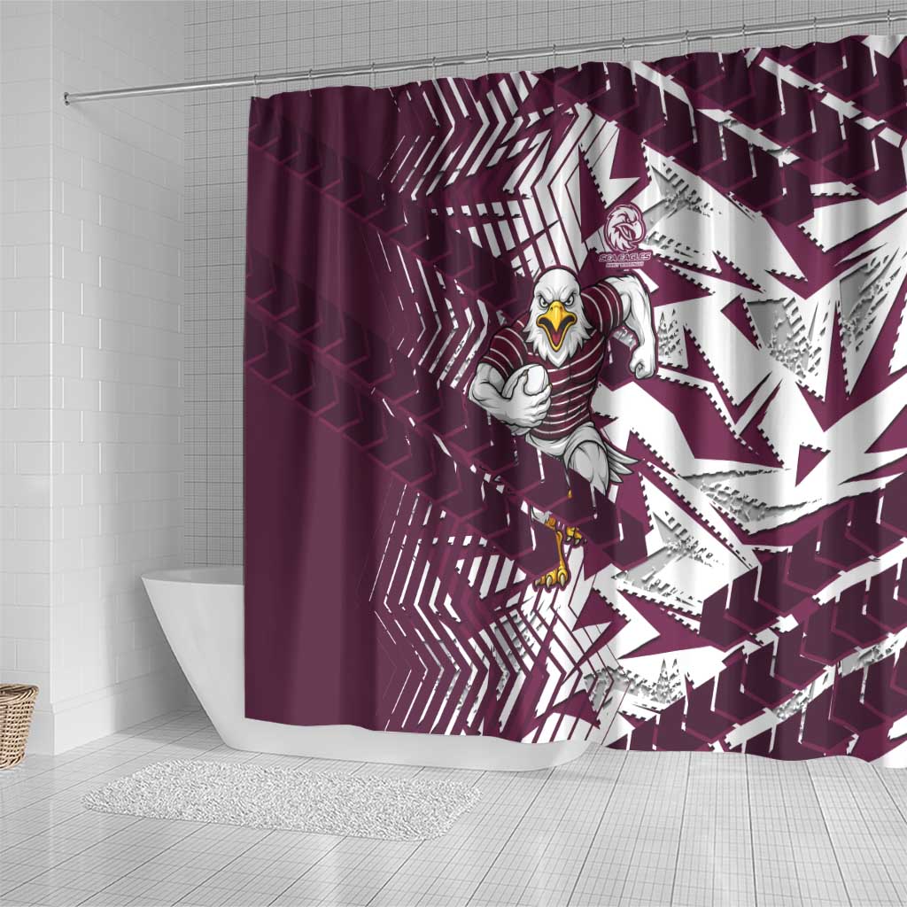 Manly Warringah Sea Eagles Rugby Shower Curtain Fierce Mascot Geometric Tribal Art