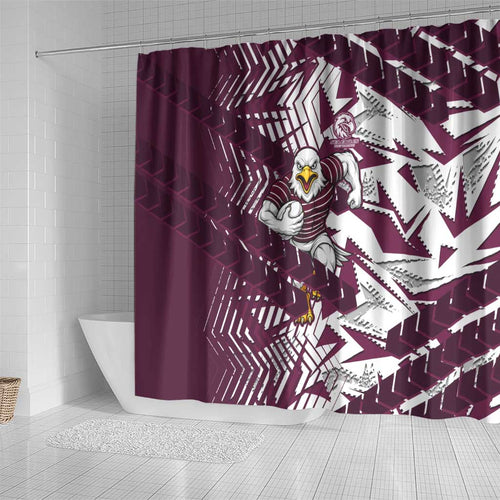 Manly Warringah Sea Eagles Rugby Shower Curtain Fierce Mascot Geometric Tribal Art
