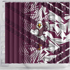 Manly Warringah Sea Eagles Rugby Shower Curtain Fierce Mascot Geometric Tribal Art