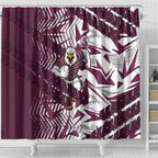 Manly Warringah Sea Eagles Rugby Shower Curtain Fierce Mascot Geometric Tribal Art