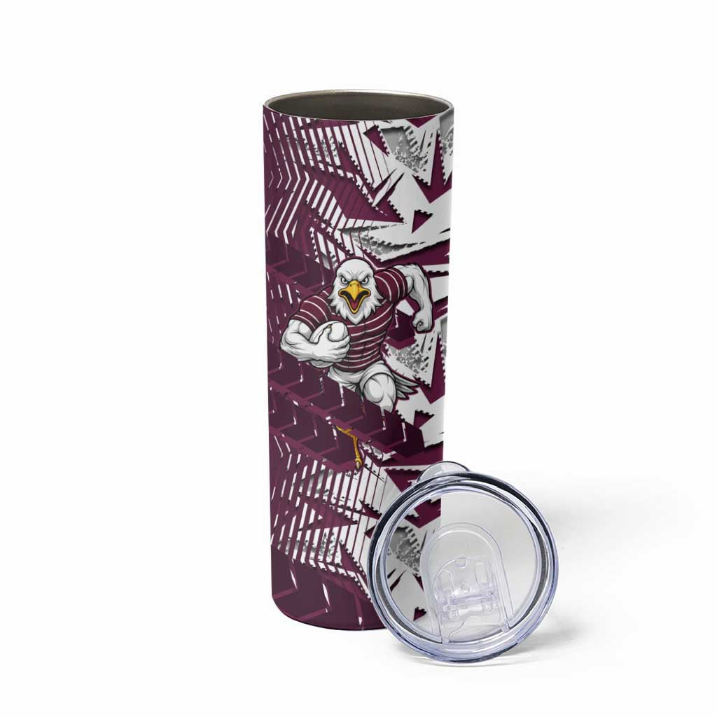 Manly Warringah Sea Eagles Rugby Skinny Tumbler Fierce Mascot Geometric Tribal Art