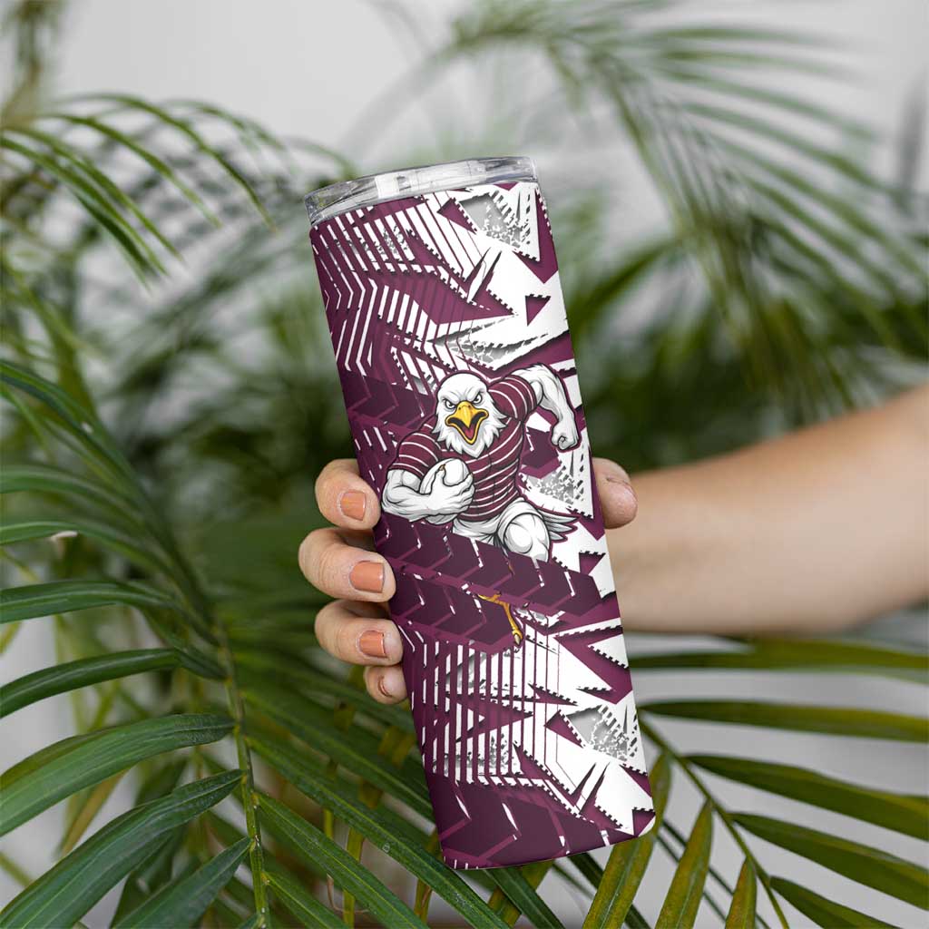 Manly Warringah Sea Eagles Rugby Skinny Tumbler Fierce Mascot Geometric Tribal Art