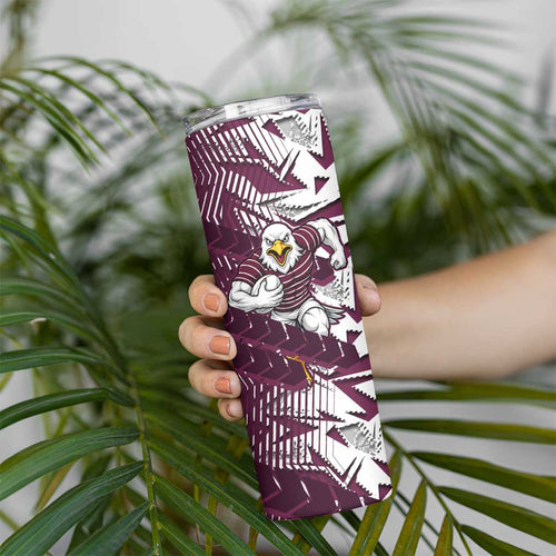 Manly Warringah Sea Eagles Rugby Skinny Tumbler Fierce Mascot Geometric Tribal Art