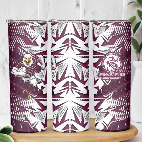 Manly Warringah Sea Eagles Rugby Skinny Tumbler Fierce Mascot Geometric Tribal Art