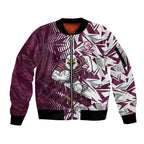 Manly Warringah Sea Eagles Rugby Sleeve Zip Bomber Jacket Fierce Mascot Geometric Tribal Art