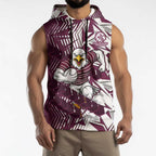 Manly Warringah Sea Eagles Rugby Sleeveless Hoodie Fierce Mascot Geometric Tribal Art