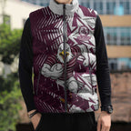 Manly Warringah Sea Eagles Rugby Sleeveless Puffer Jacket Fierce Mascot Geometric Tribal Art