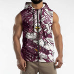 Manly Warringah Sea Eagles Rugby Sleeveless Zip Hoodie Fierce Mascot Geometric Tribal Art
