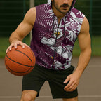 Manly Warringah Sea Eagles Rugby Sleeveless Zip Hoodie Fierce Mascot Geometric Tribal Art