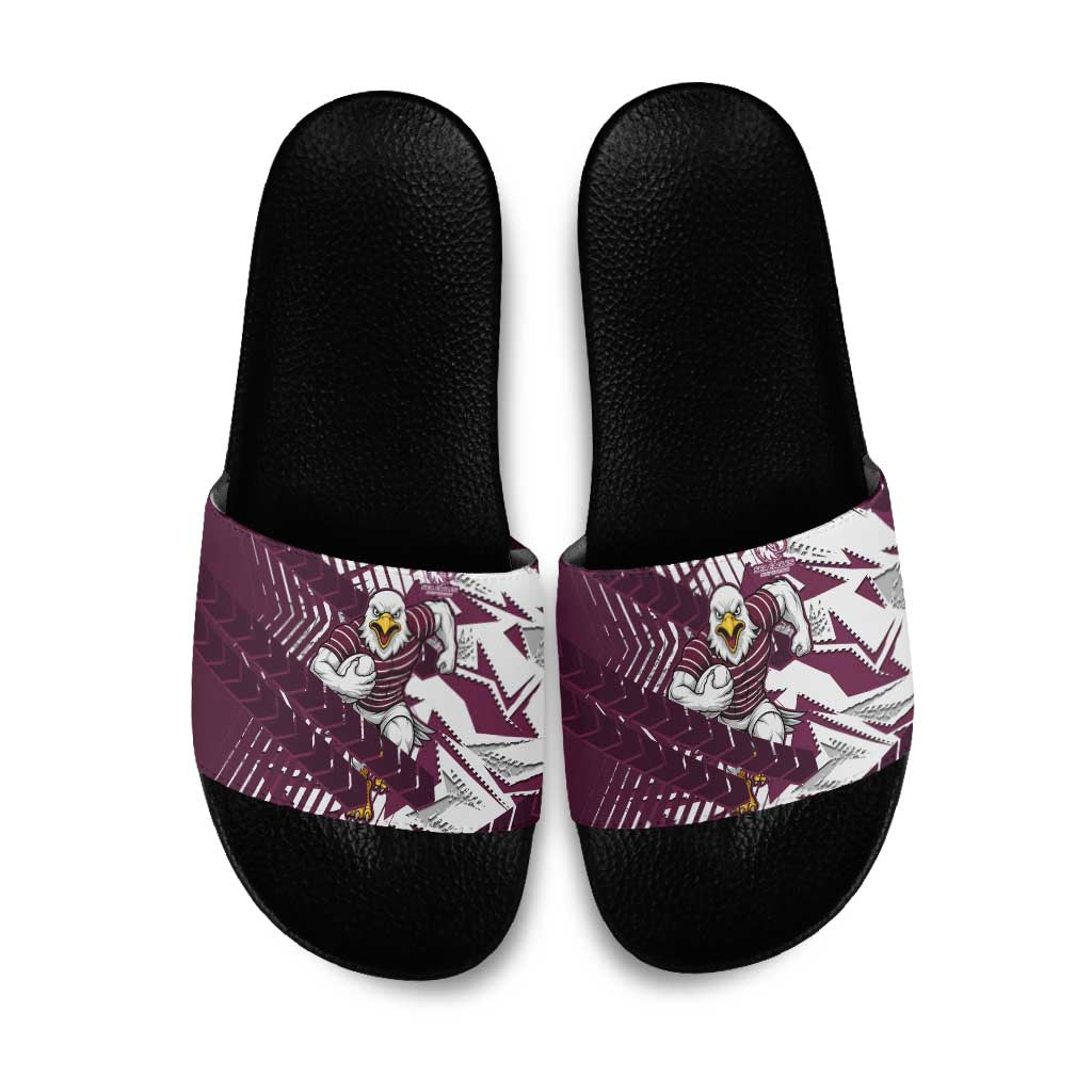 Manly Warringah Sea Eagles Rugby Slide Sandals Fierce Mascot Geometric Tribal Art