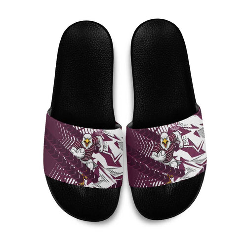 Manly Warringah Sea Eagles Rugby Slide Sandals Fierce Mascot Geometric Tribal Art
