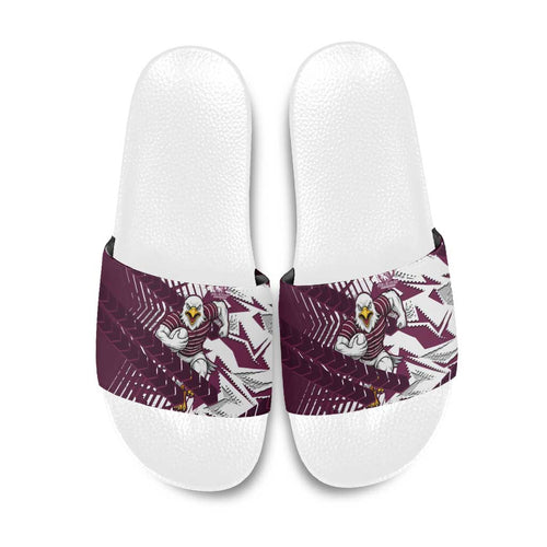 Manly Warringah Sea Eagles Rugby Slide Sandals Fierce Mascot Geometric Tribal Art