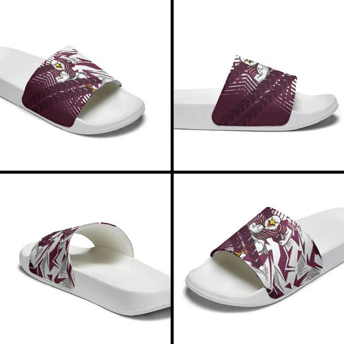 Manly Warringah Sea Eagles Rugby Slide Sandals Fierce Mascot Geometric Tribal Art