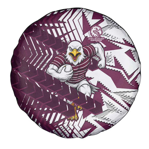 Manly Warringah Sea Eagles Rugby Spare Tire Cover Fierce Mascot Geometric Tribal Art