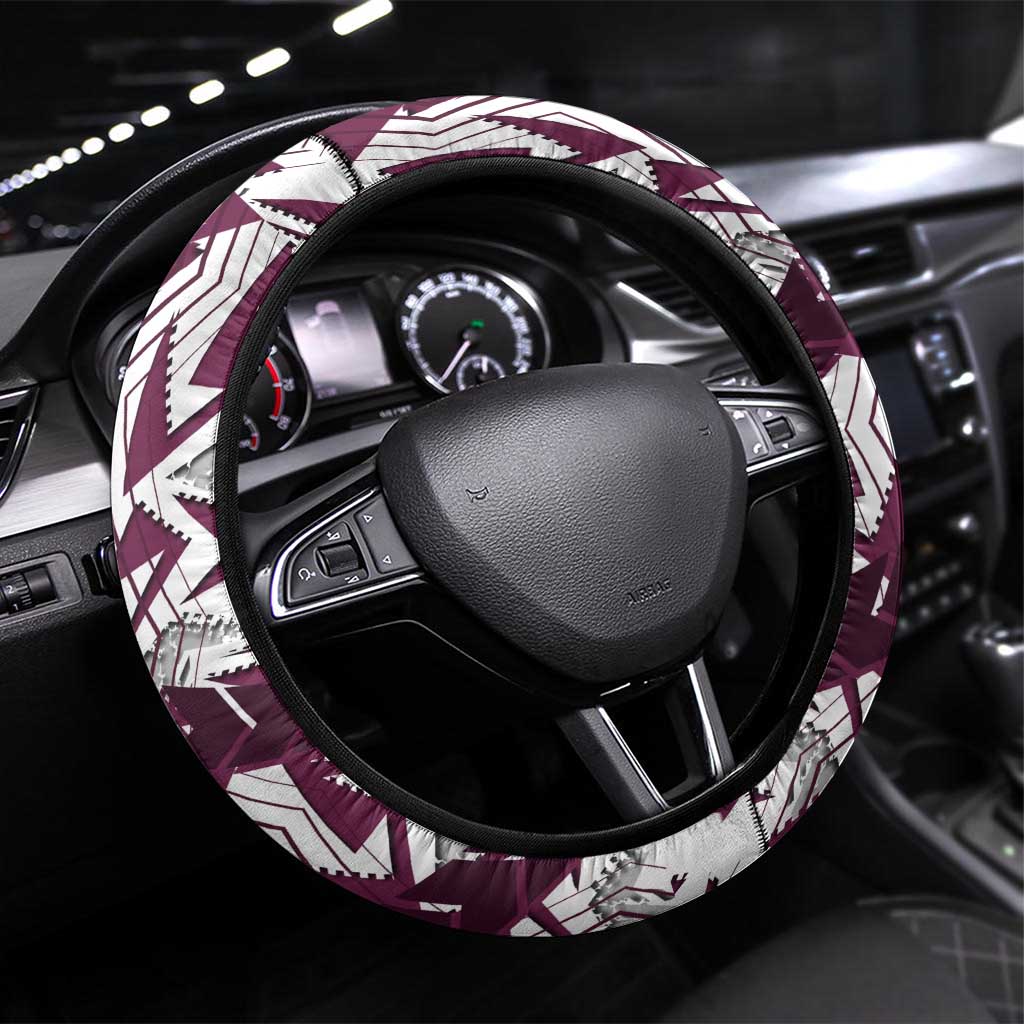 Manly Warringah Sea Eagles Rugby Steering Wheel Cover Fierce Mascot Geometric Tribal Art