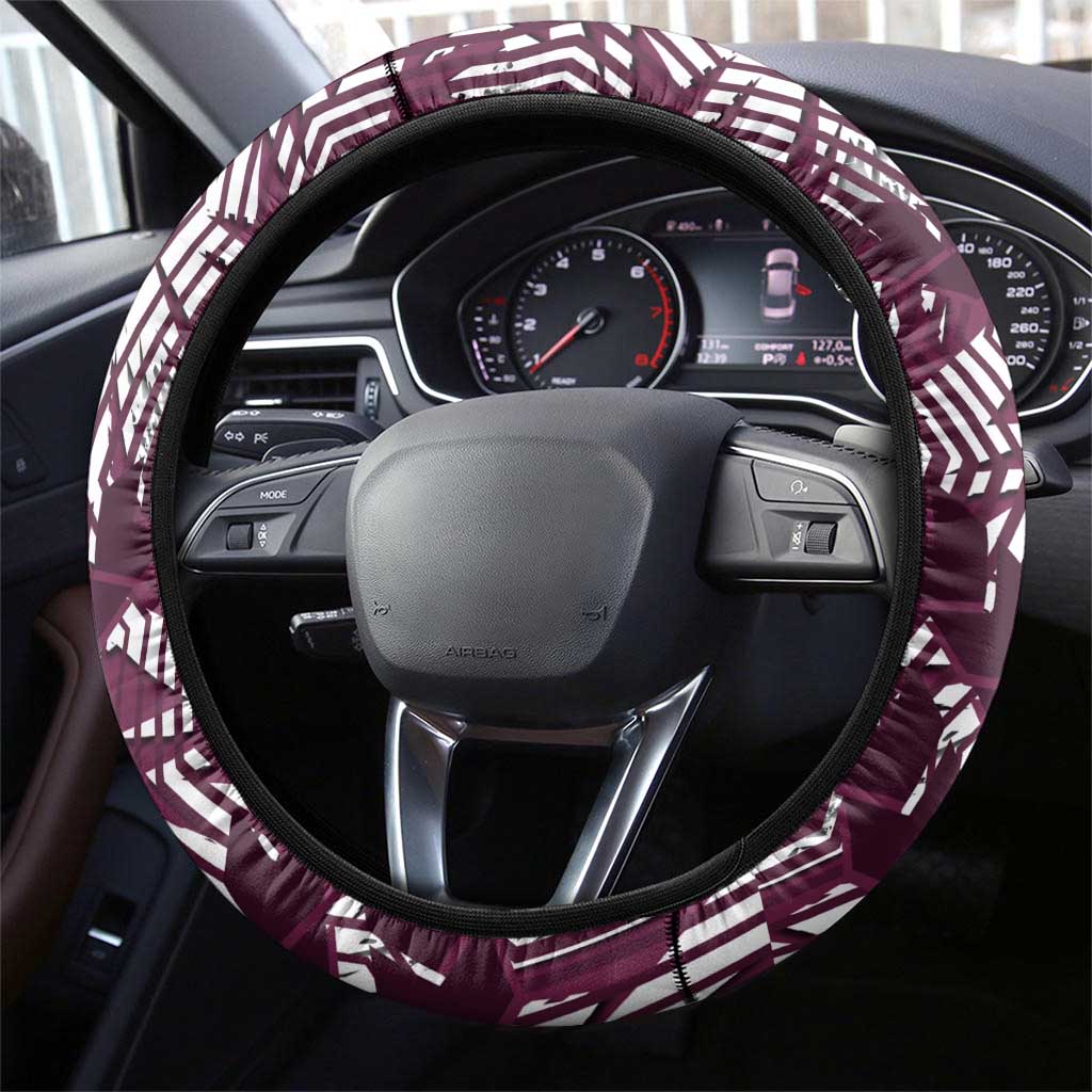 Manly Warringah Sea Eagles Rugby Steering Wheel Cover Fierce Mascot Geometric Tribal Art