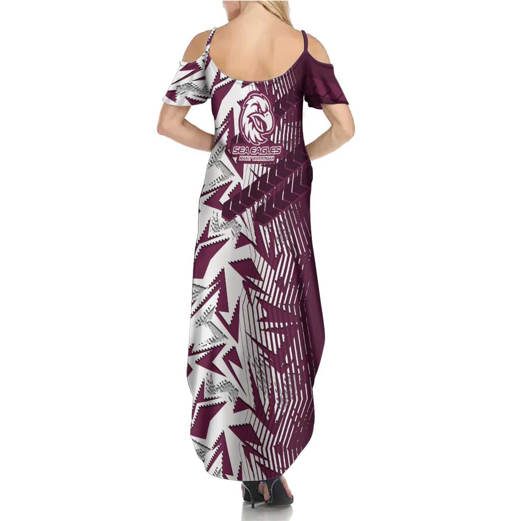 Manly Warringah Sea Eagles Rugby Summer Maxi Dress Fierce Mascot Geometric Tribal Art