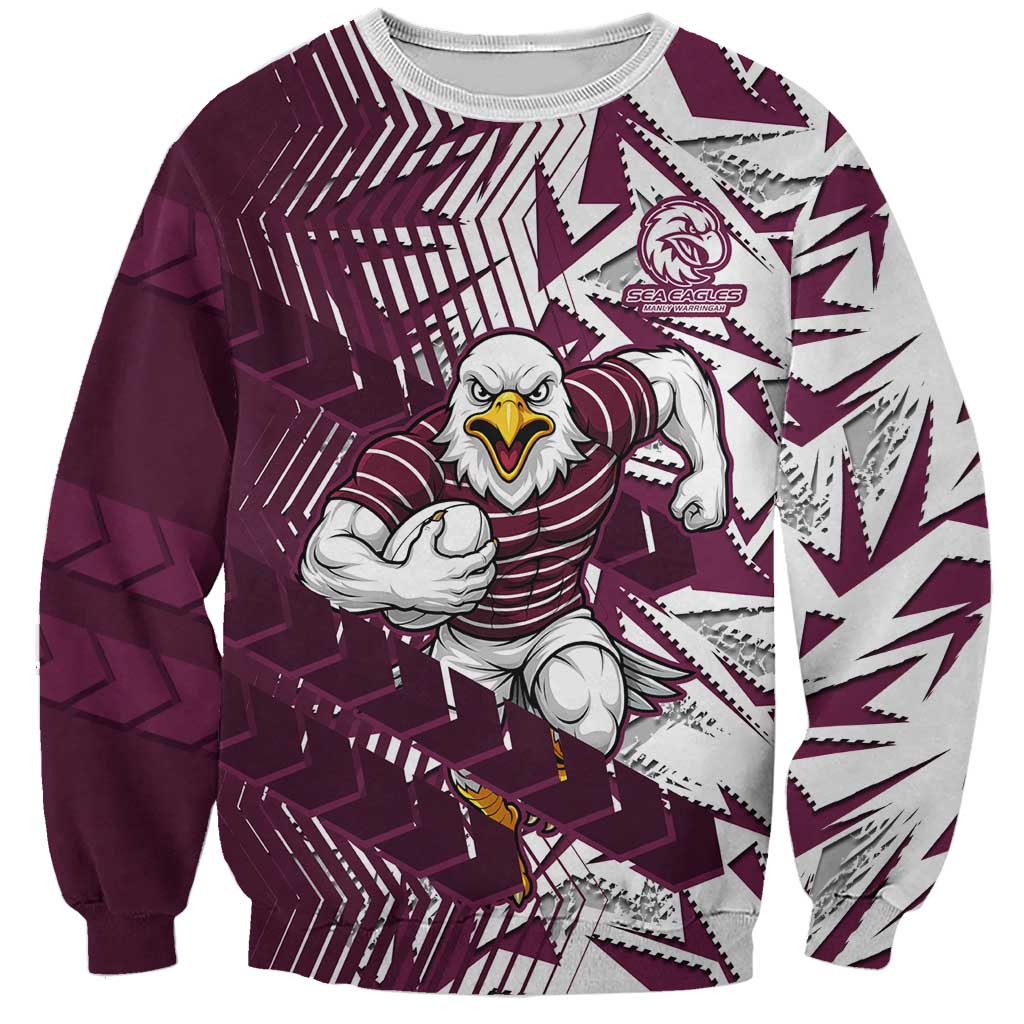 Manly Warringah Sea Eagles Rugby Sweatshirt Fierce Mascot Geometric Tribal Art