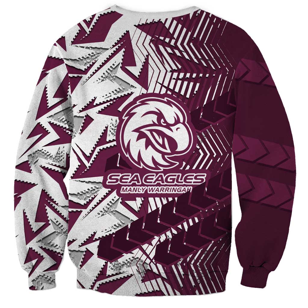 Manly Warringah Sea Eagles Rugby Sweatshirt Fierce Mascot Geometric Tribal Art